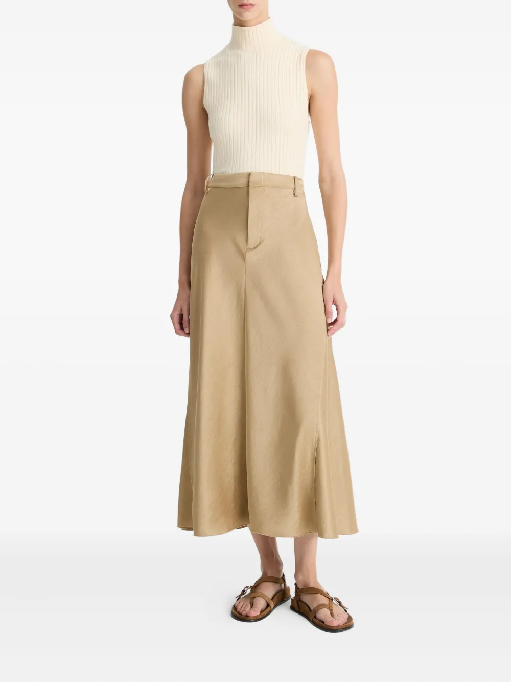 Vince Rib Sleeveless Turtleneck In White