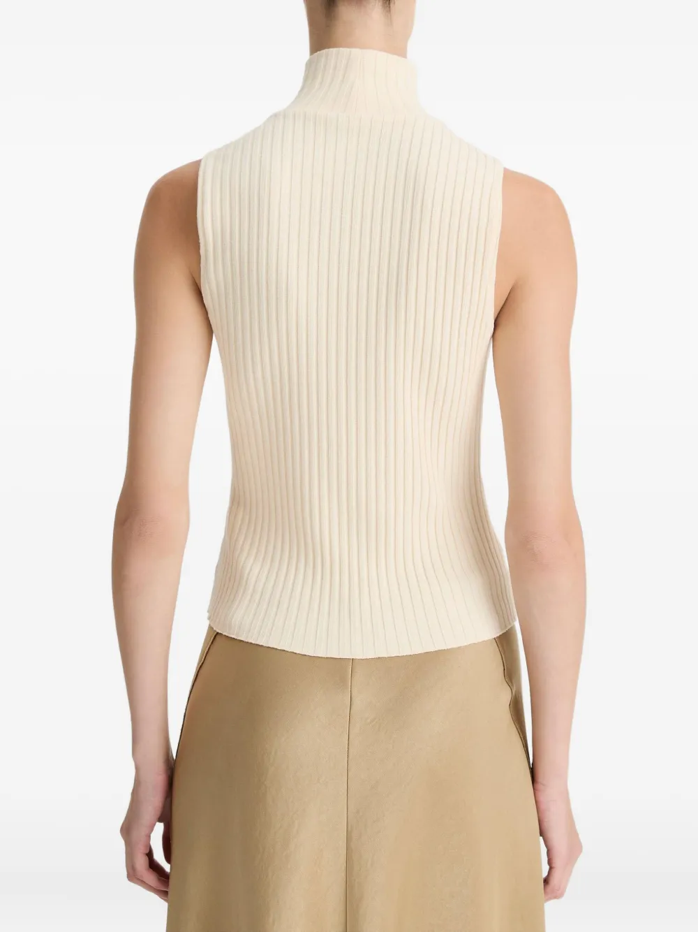 Vince Rib Sleeveless Turtleneck In White