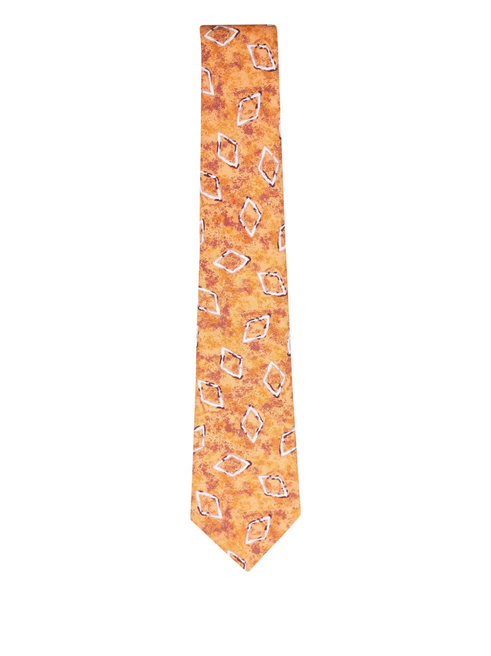 Kiton geometric-patterned silk tie | Orange | Image 1