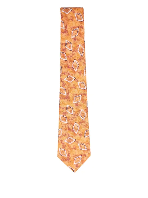 Kiton geometric-patterned silk tie