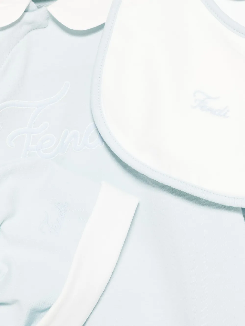Fendi Kids Babypakje met geborduurd logo Blauw