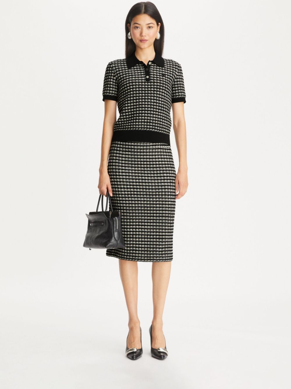 Tory Burch Midi-jurk met jacquard - Zwart