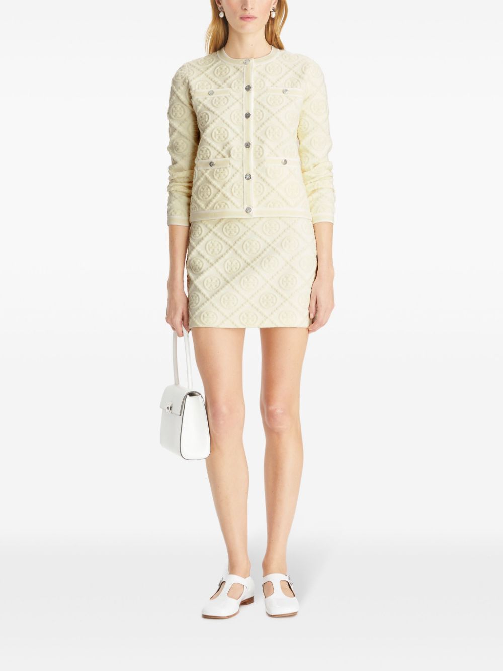 Tory Burch Mini-rok met dubbel T-jacquard - Beige