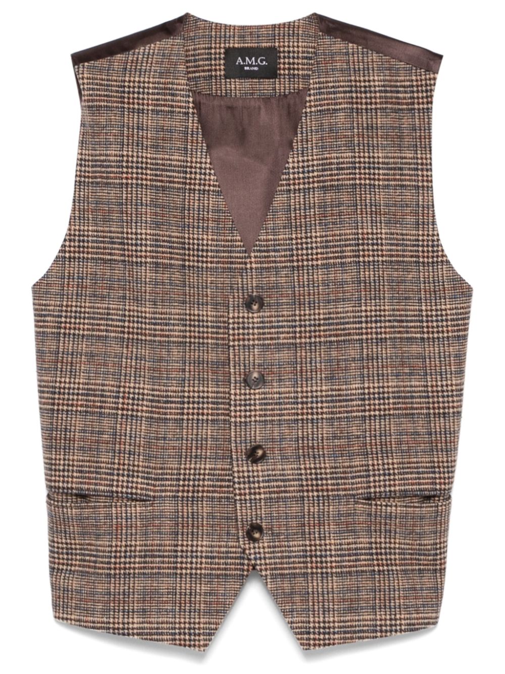 A.M.G. checked waistcoat - Brown