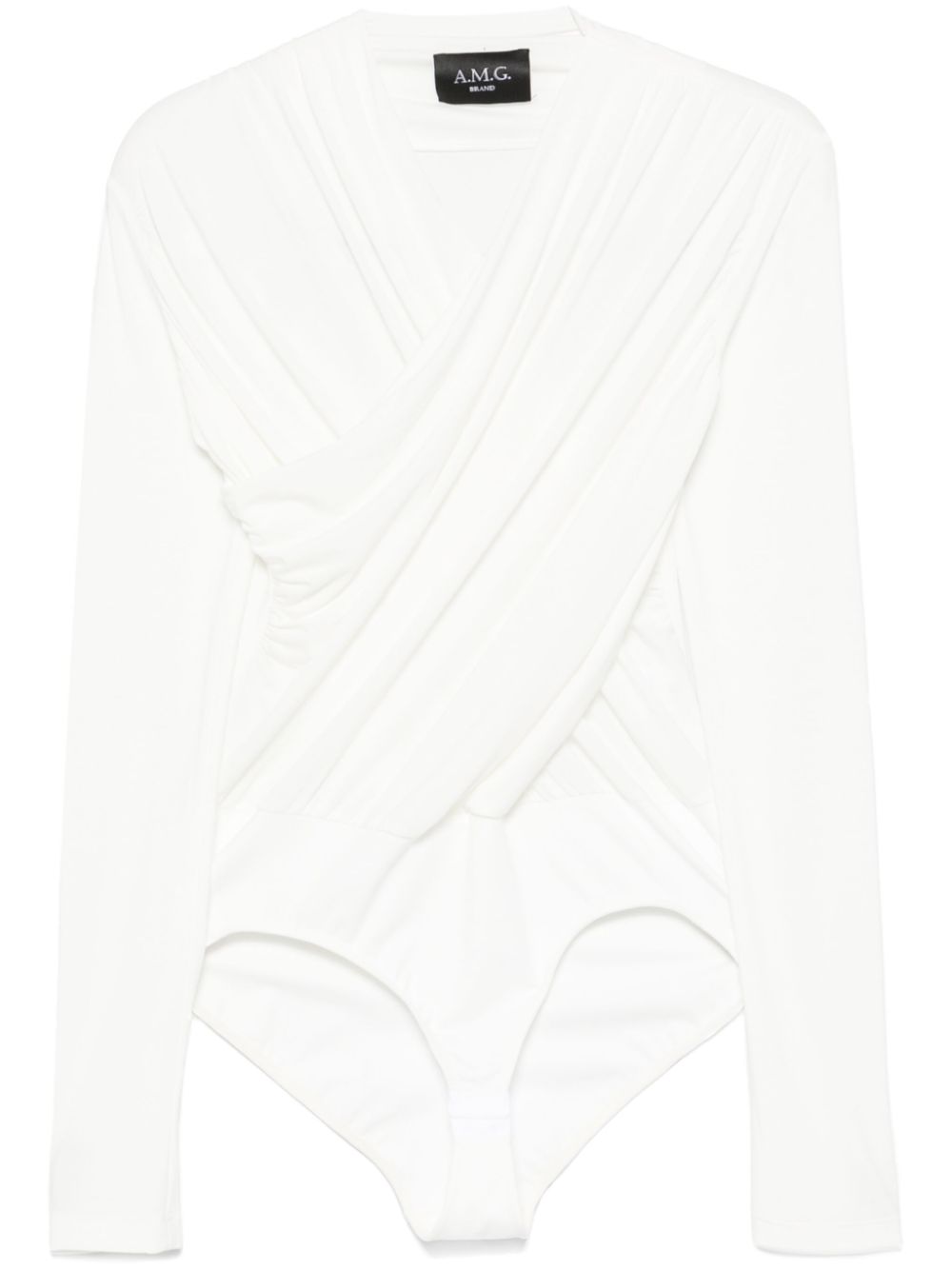 A.M.G. draped-detail bodysuit - White