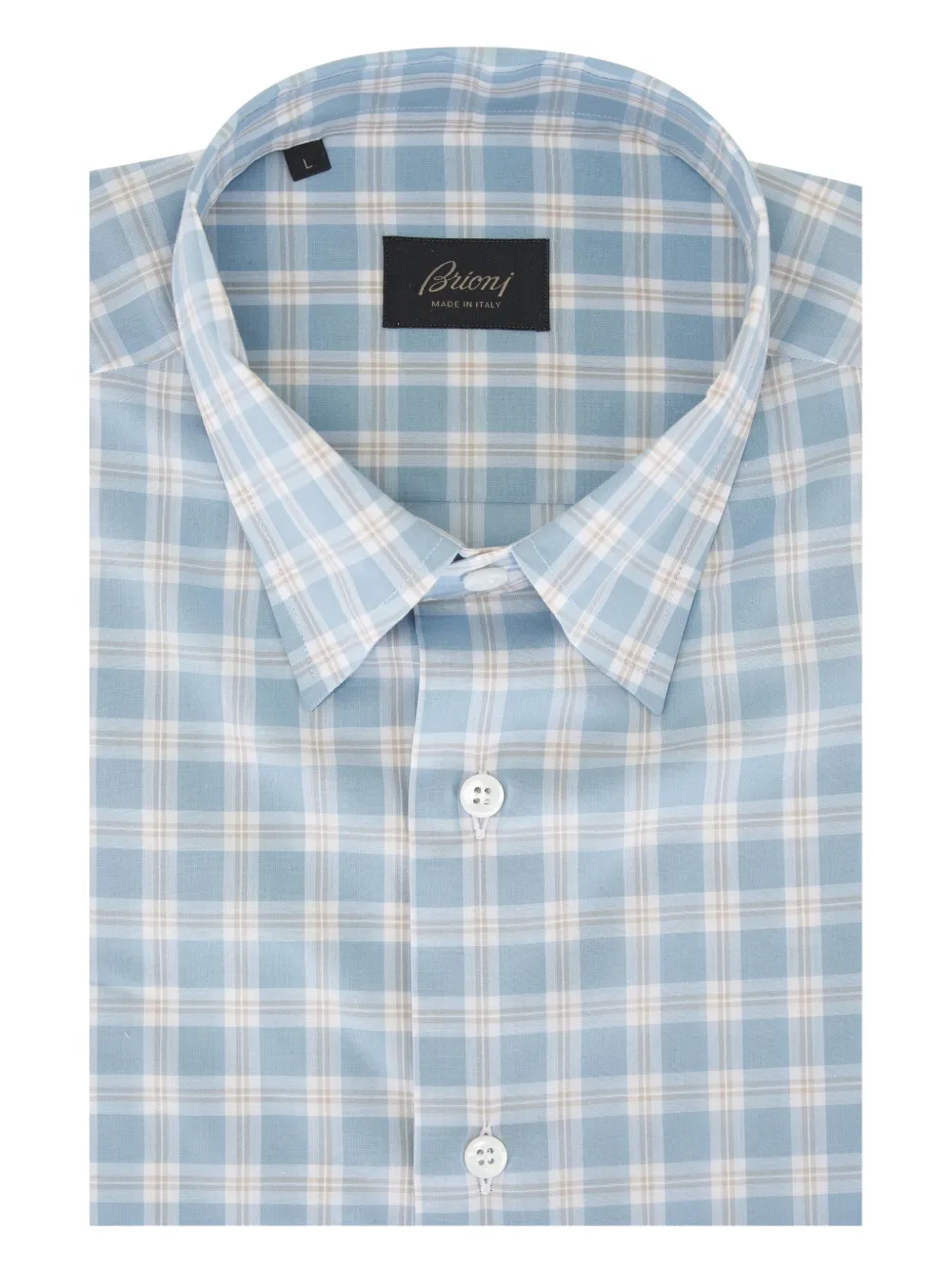 Brioni checked button-up shirt Blauw
