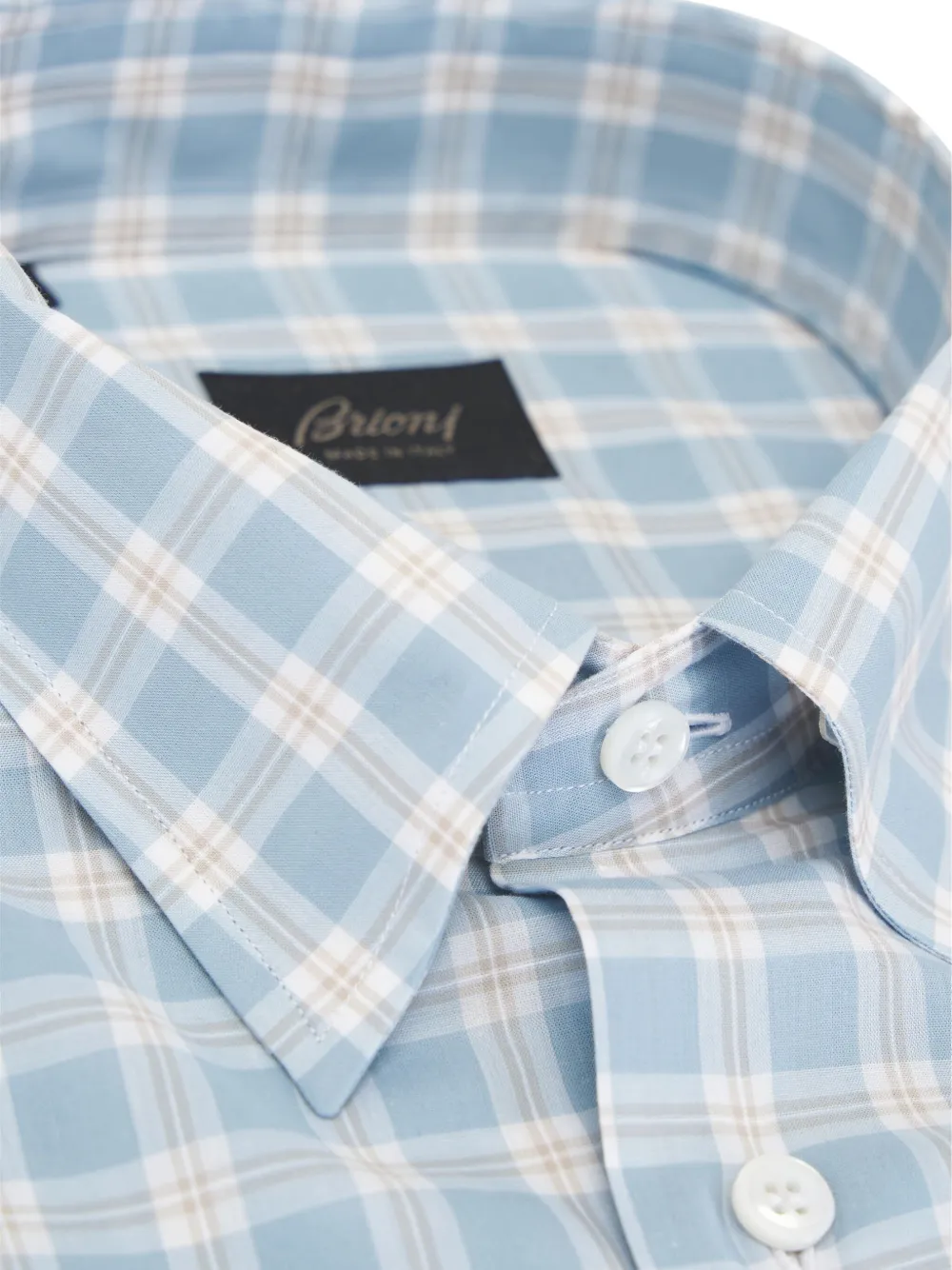 Brioni Geruit overhemd Blauw
