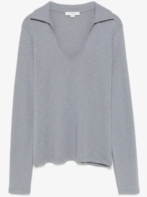 Vince open-neck long-sleeve polo top