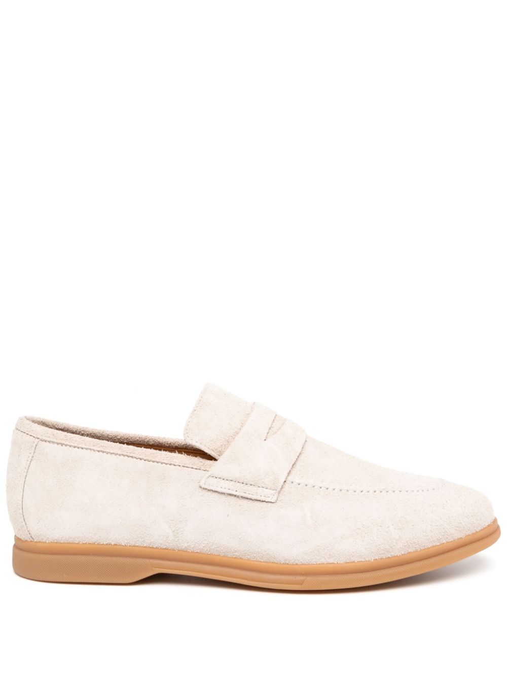 perforated suede penny loafers