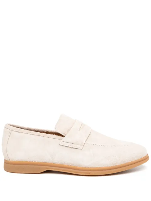 Eleventy perforated suede penny loafers