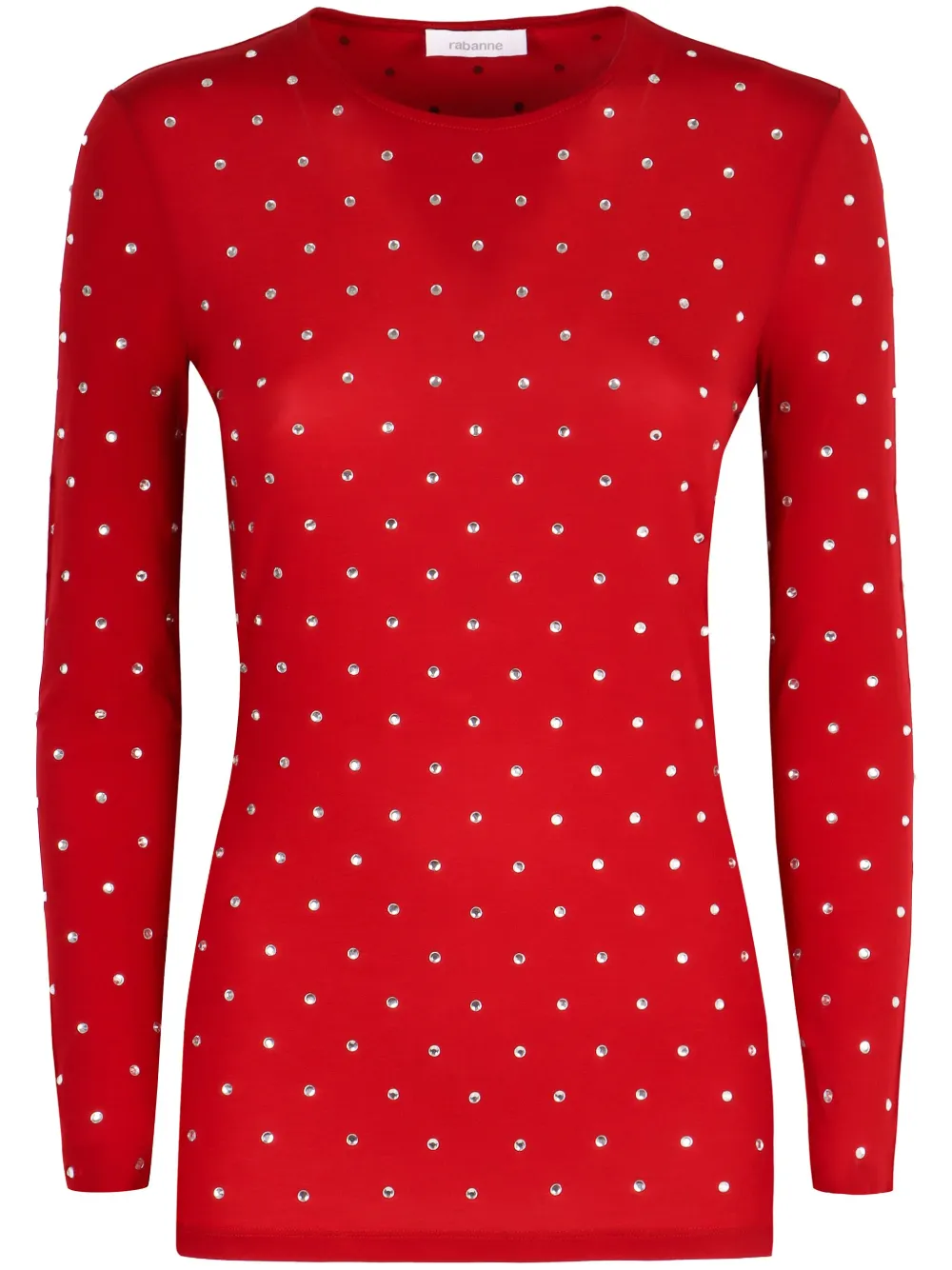 Rabanne T-shirt con decorazione di cristalli - Rosso