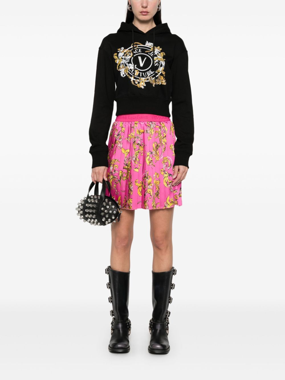 Versace Jeans Couture Barocco-print mini skirt - Pink