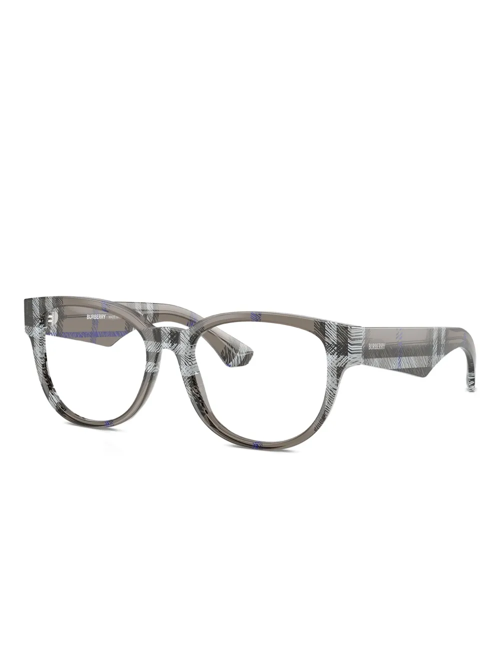 Burberry Eyewear Geruite bril met rond montuur Grijs