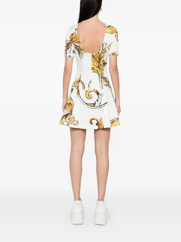 Versace Jeans Couture Barocco-print Mini Dress | White