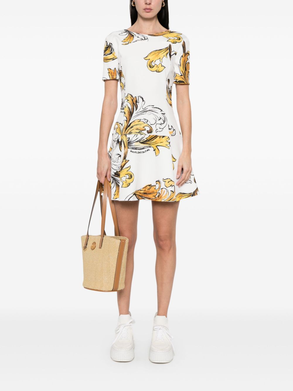 Versace Jeans Couture Jurk met Barocco print - Wit