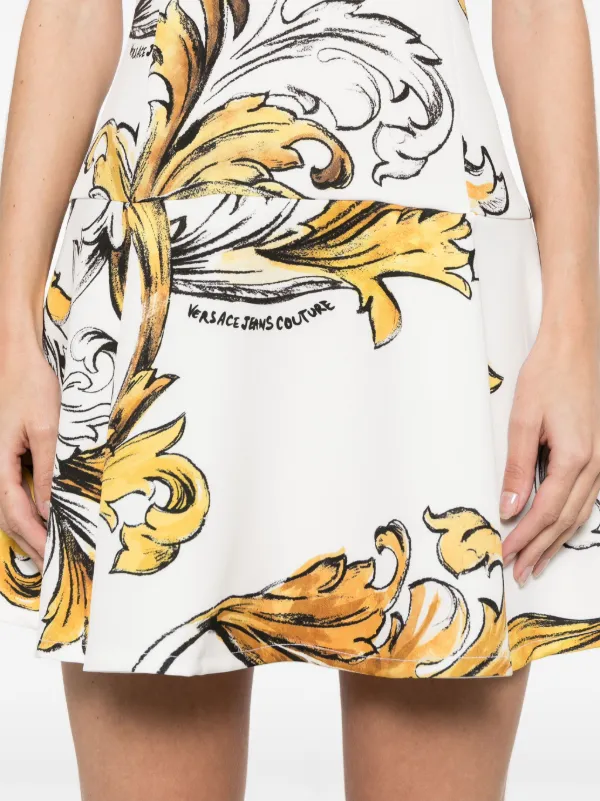 Versace Jeans Couture Barocco-print Mini Dress | White