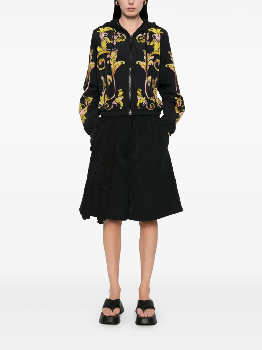 Versace Jeans Couture Zip Chromo Print Sweatshirt In Black