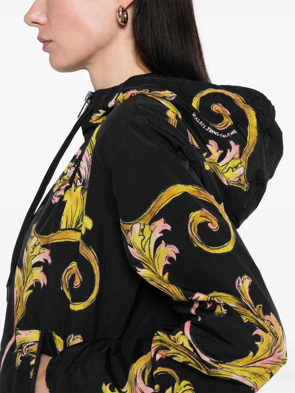 Versace Jeans Couture Zip Chromo Print Sweatshirt In Black