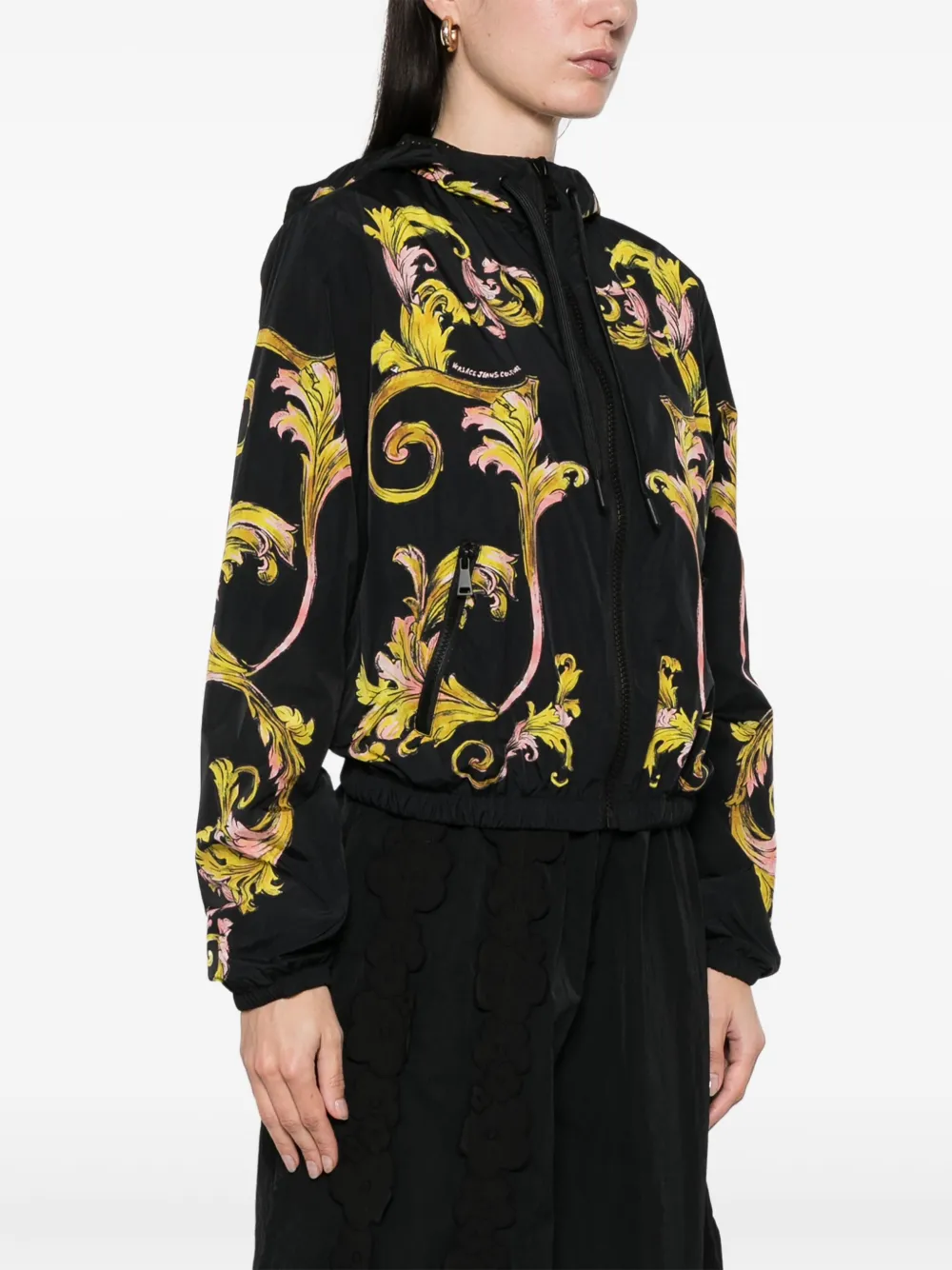 Versace Jeans Couture Zip Chromo Print Sweatshirt In Black