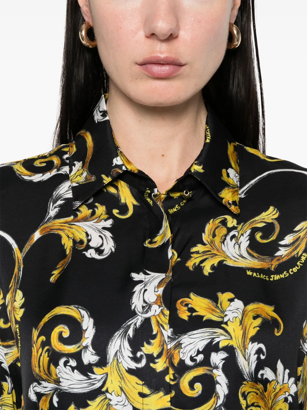 Versace Jeans Couture Blouse met barokprint Zwart