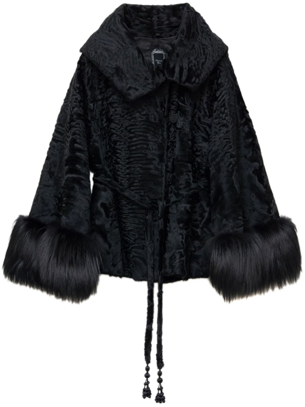 Christian Dior Pre-Owned fur-trim cuff jacket - Black