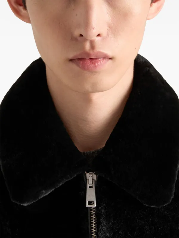 Prada Shearling Bomber Jacket | Black | FARFETCH