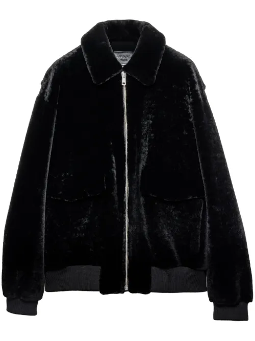Veste bomber en peau lainée - Prada - Modalova
