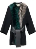 Fendi Pre-Owned fur-trim wool coat - Black