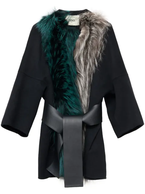 Fendi Pre-Owned Mantel mit Pelzbesatz