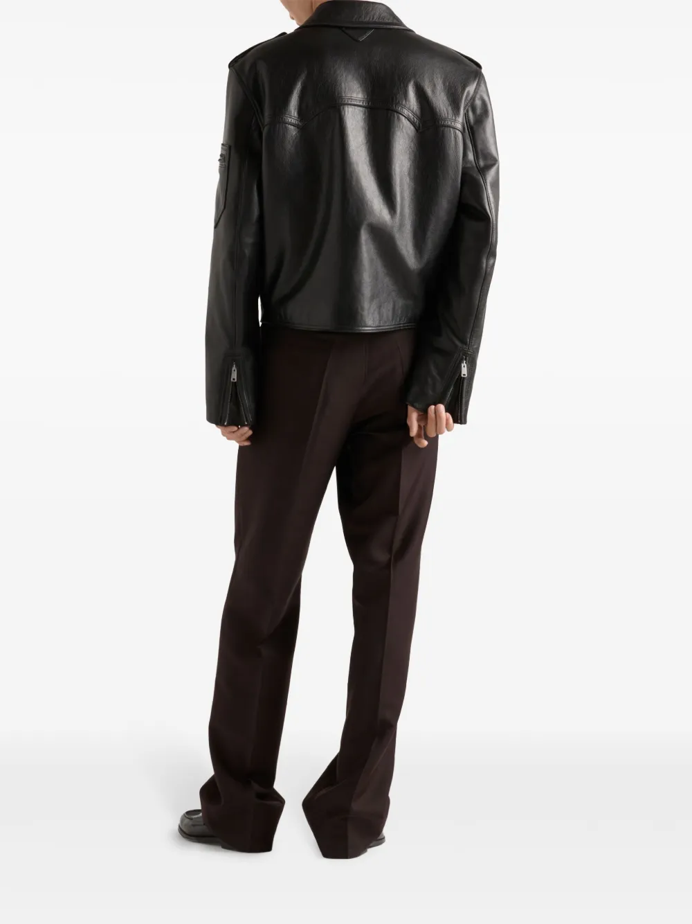 Prada Leren jack Zwart