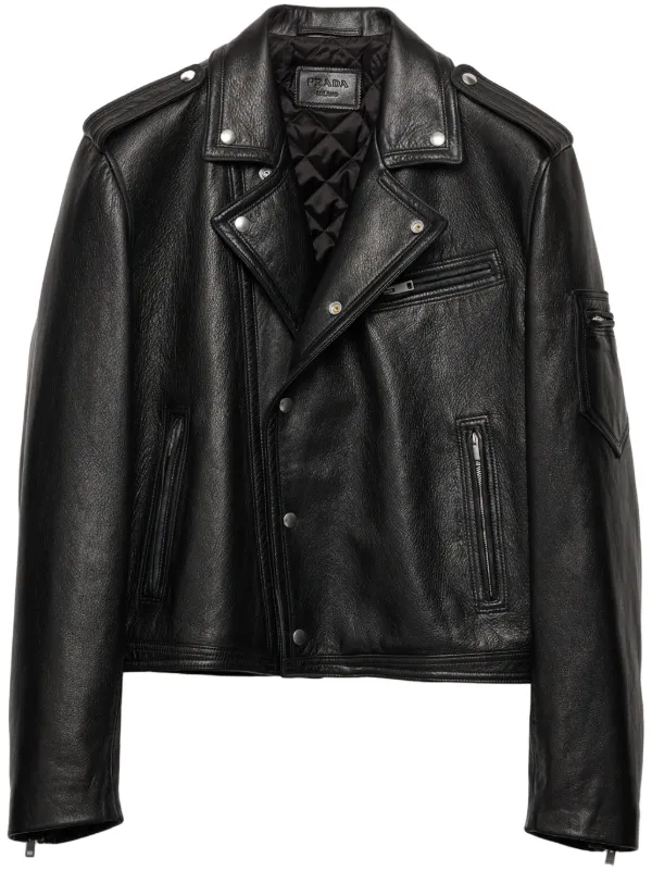 【定価60万円 希少】 PRADA レザージャケット 50 Prada Leather Jacket | Black | FARFETCH