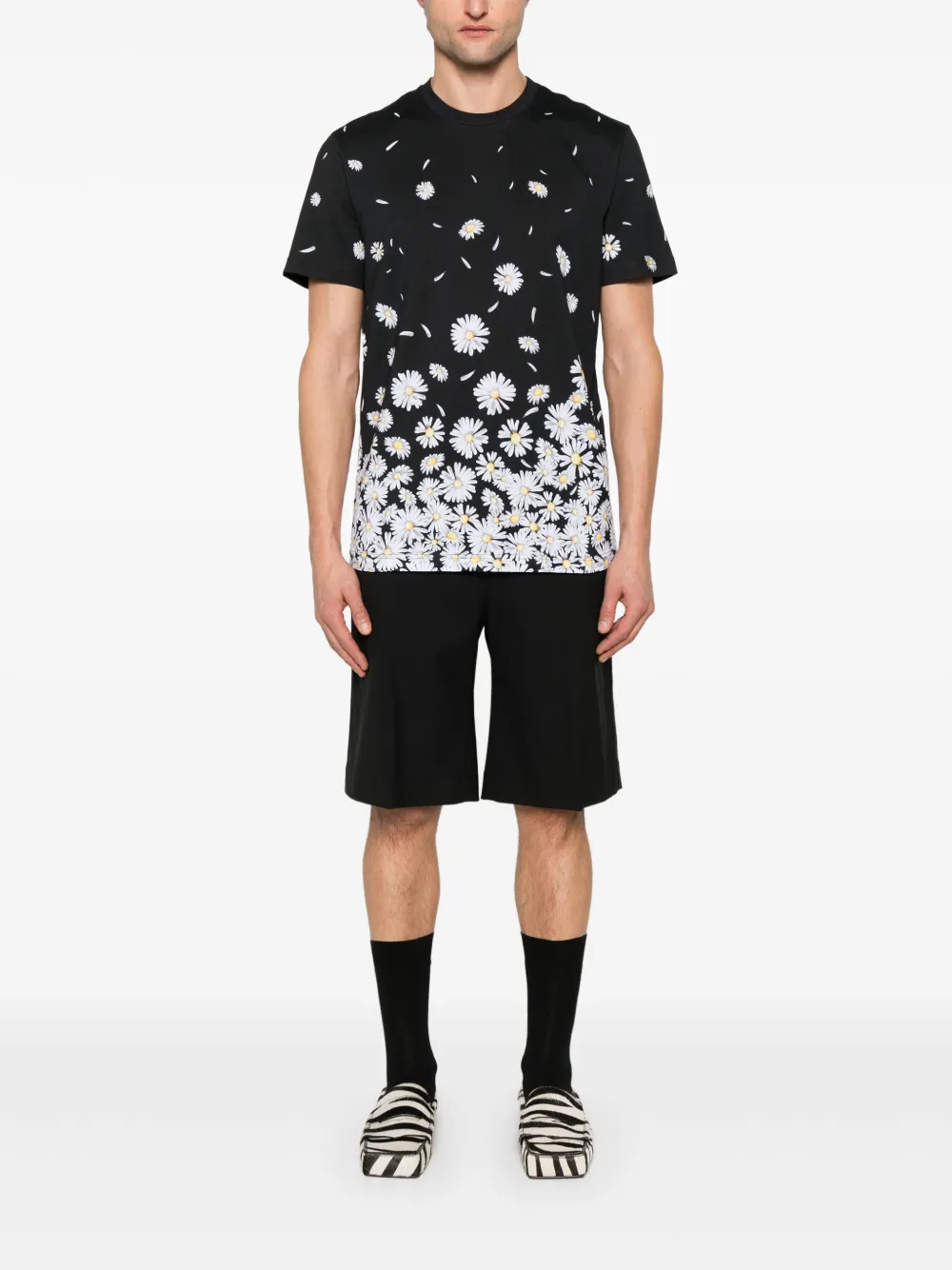 Moschino floral-print T-shirt - Zwart