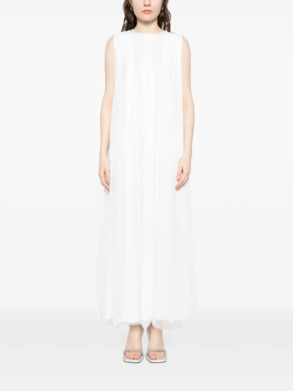 Shatha Essa Front Slit Dress In White