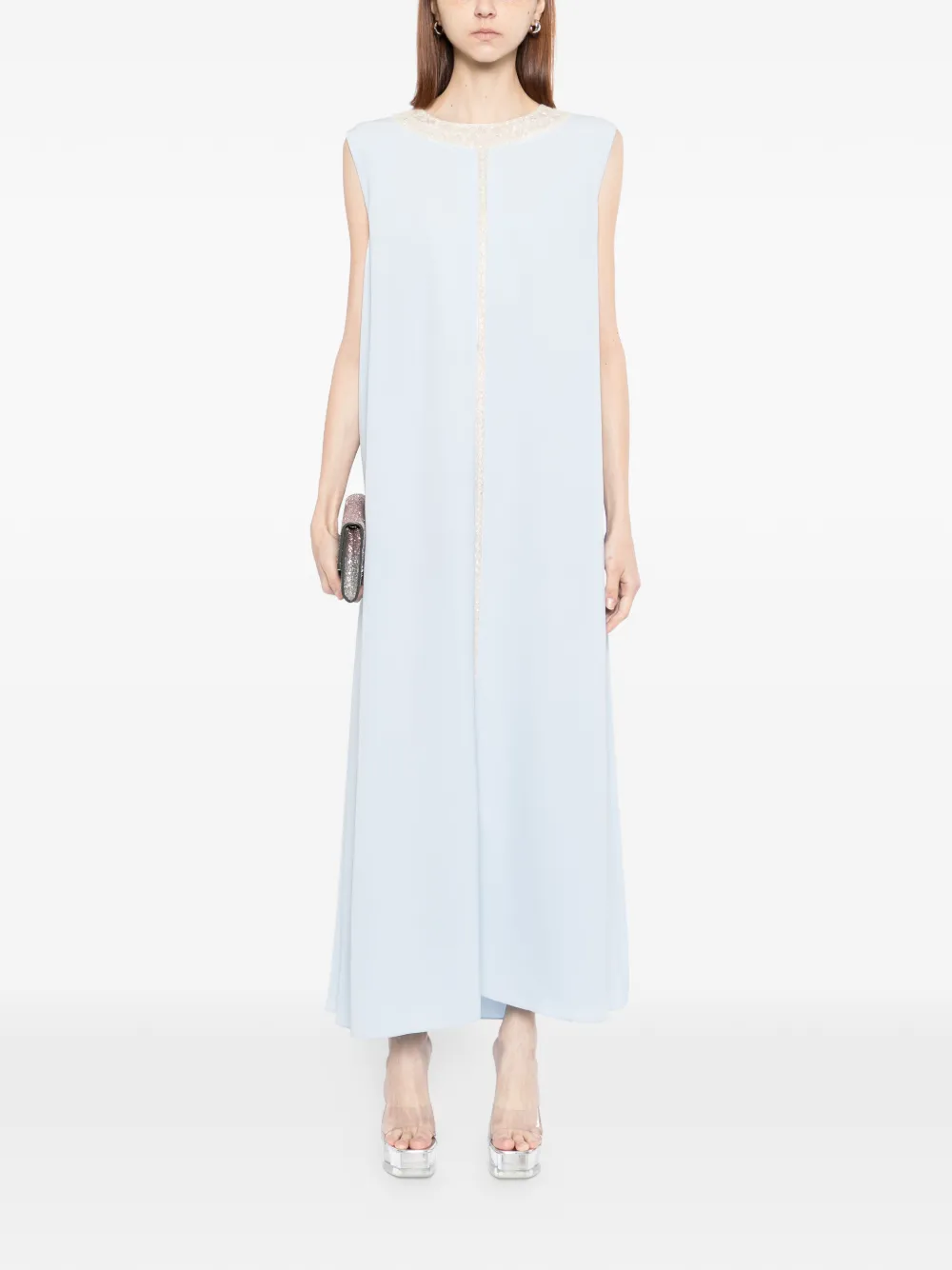 SHATHA ESSA bead-embellished maxi dress - Blauw