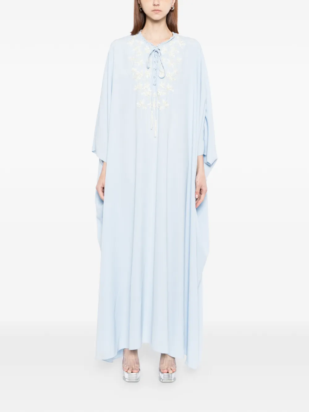 SHATHA ESSA floral-embellished maxi dress - Blauw