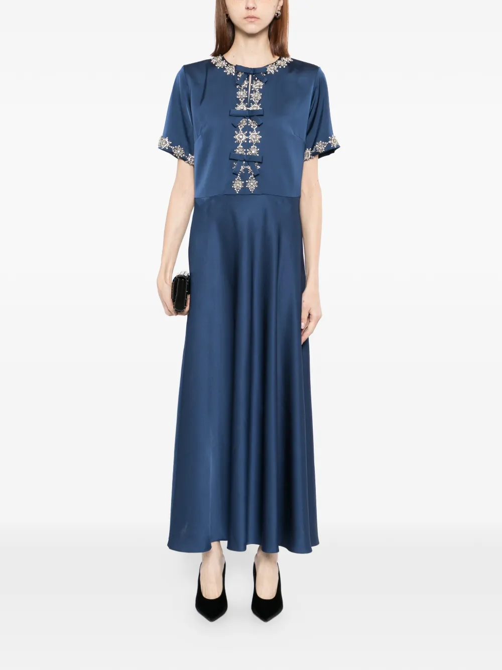 SHATHA ESSA crystal-embellished maxi dress - Blauw
