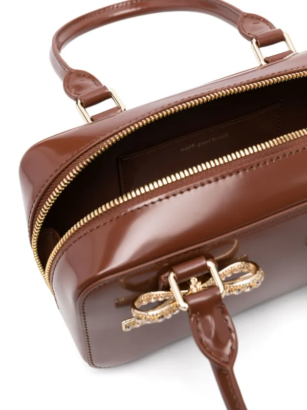 ♡SELF PORTRAIT♡miniレザートートバッグ Self-Portrait Mini Leather Tote Bag | Brown | FARFETCH