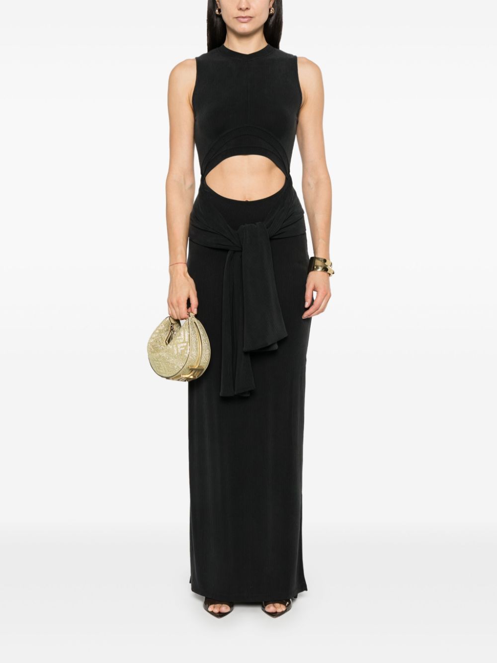 Balmain Geribbelde maxi-jurk - Zwart