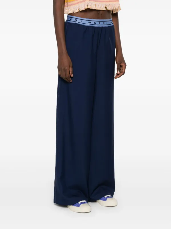 パンツ Marni Logo-Band Wool Trousers Marni logo-band Wool Trousers | Blue | FARFETCH GE