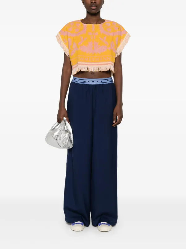 パンツ Marni Logo-Band Wool Trousers Marni logo-band Wool Trousers | Blue | FARFETCH GE