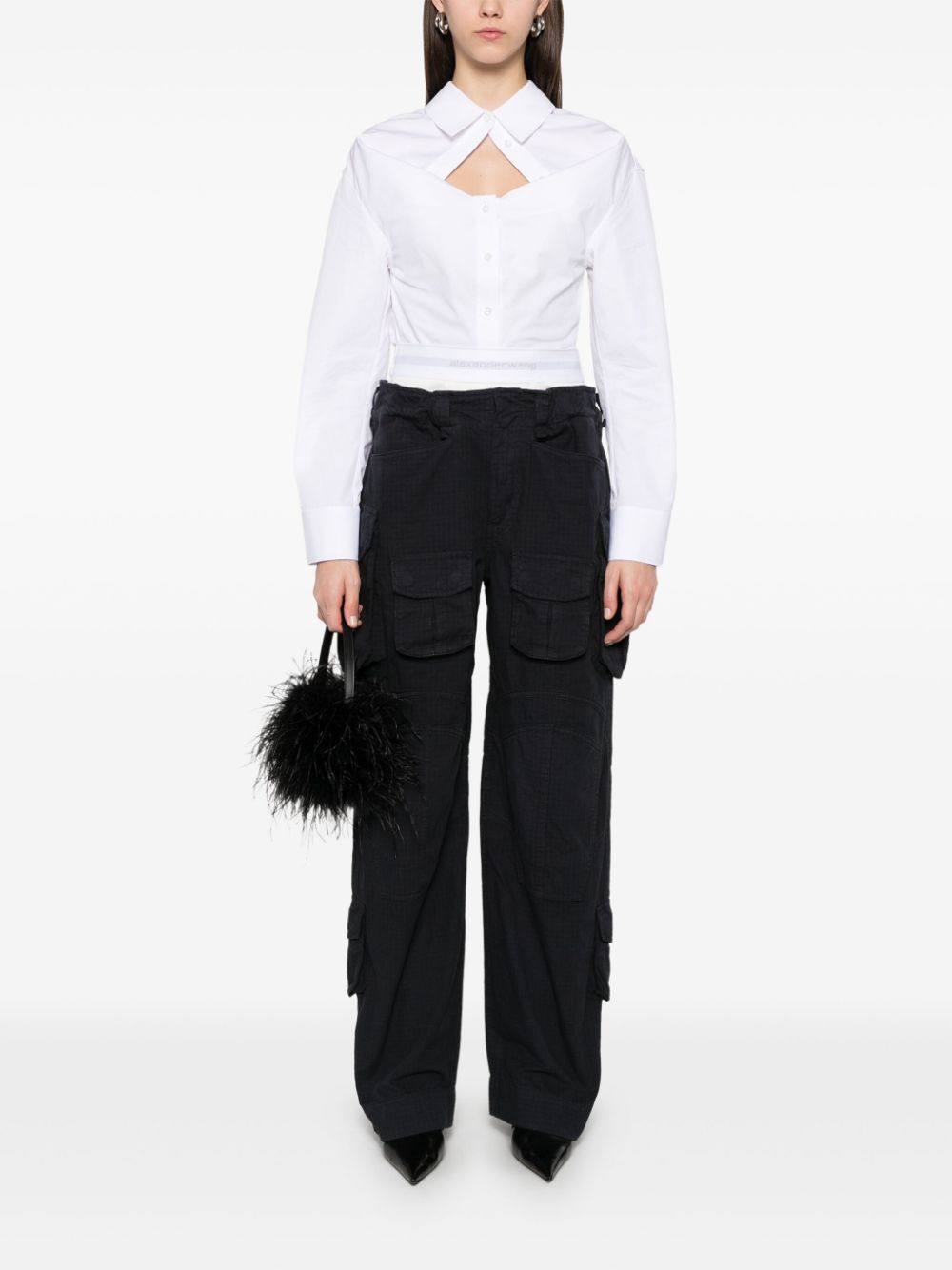 Alexander Wang Pantalon met logo tailleband - Blauw