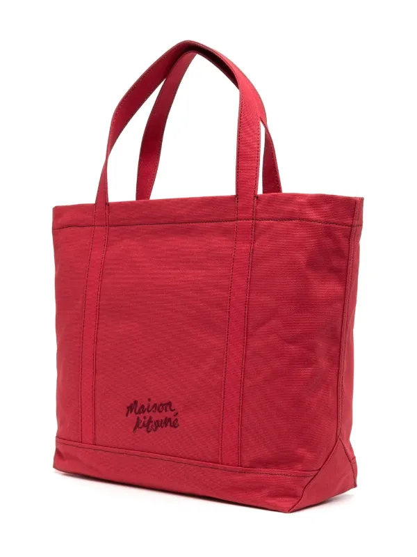 Maison Kitsuné Fox Head Large Tote Bag | Red | FARFETCH AZ