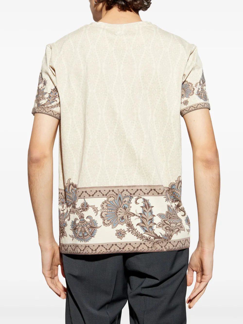 ETRO T-shirt met paisley-print Beige