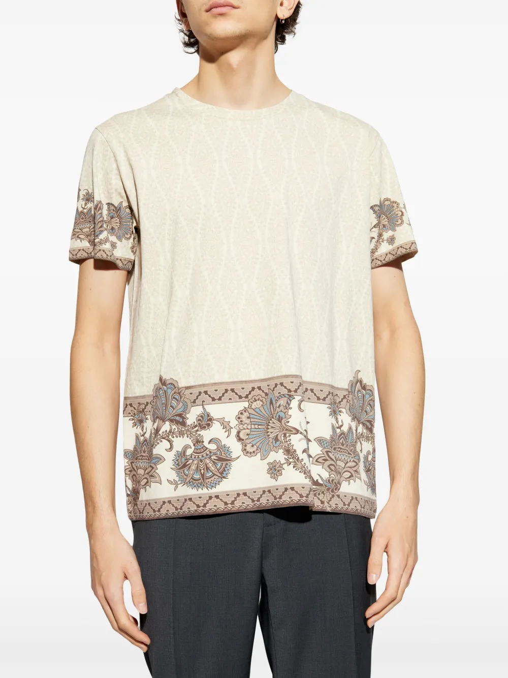 ETRO T-shirt met paisley-print Beige