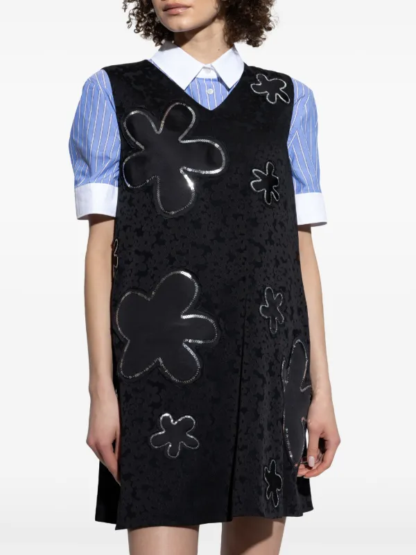 Marni Mini-jurk Met Bloemen Jacquard Zwart FARFETCH NL