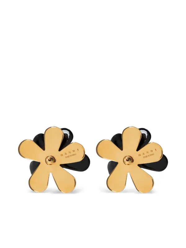 【関税込み】Marni ブラック＆ゴールド Flower Pop ピアス Marni Flower Pop ピアス | シルバートーン | FARFETCH JP
