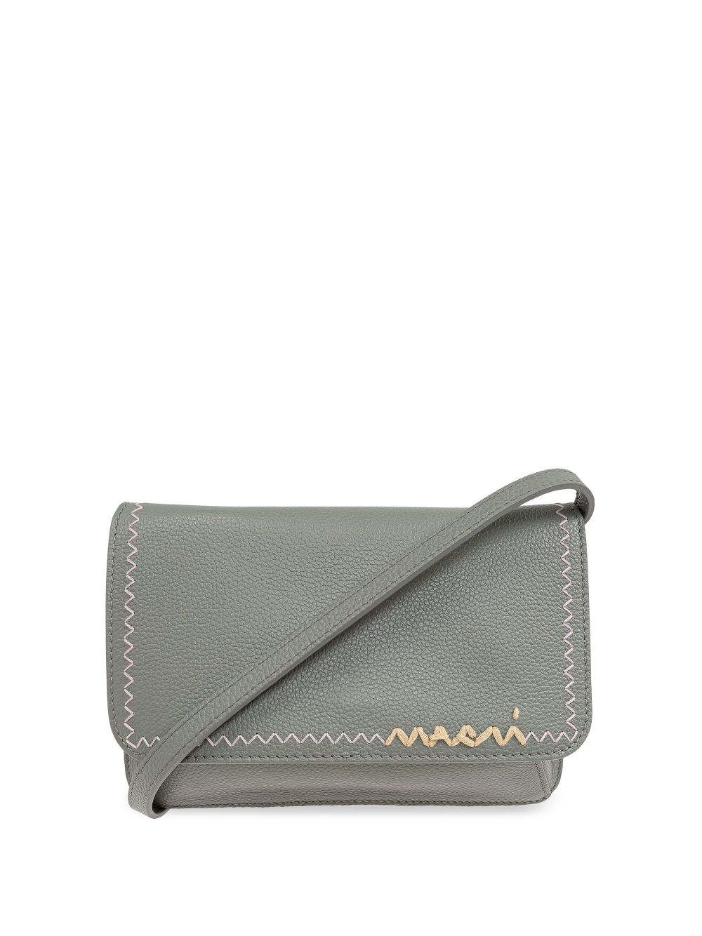 Marni logo-embroidered shoulder bag - Grey