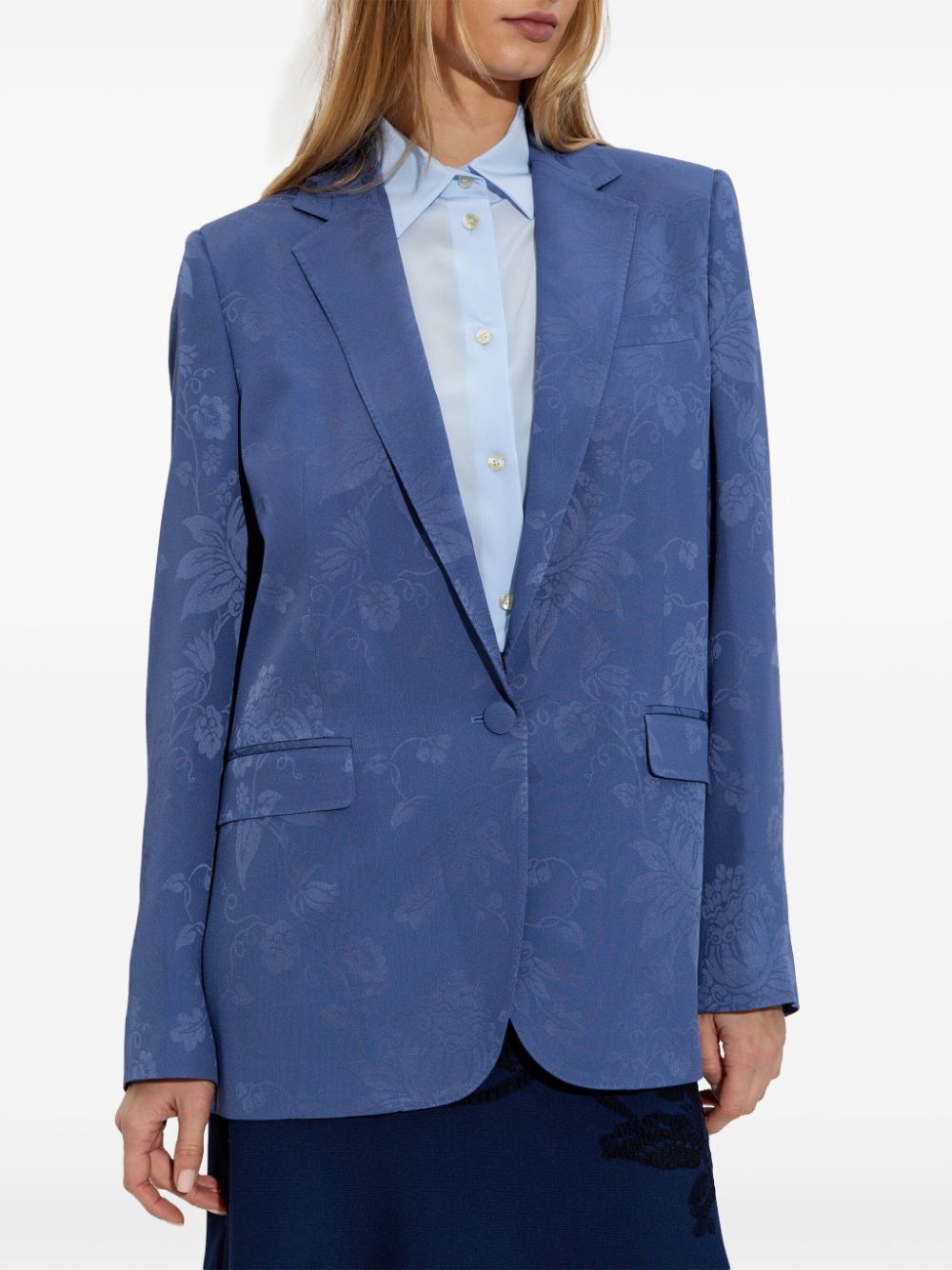 ETRO Blazer met bloemenjacquard Blauw