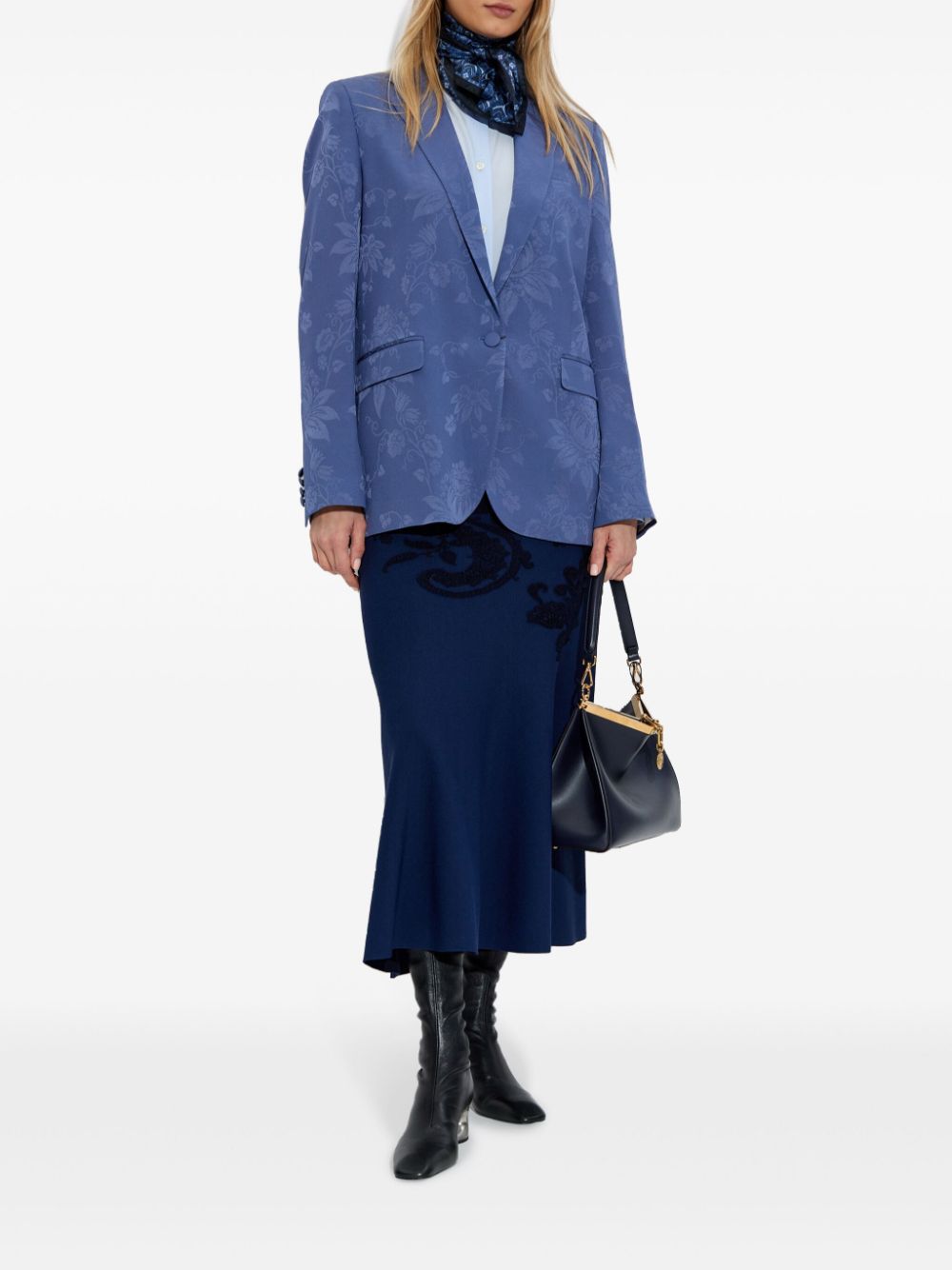 ETRO floral-jacquard blazer - Blauw