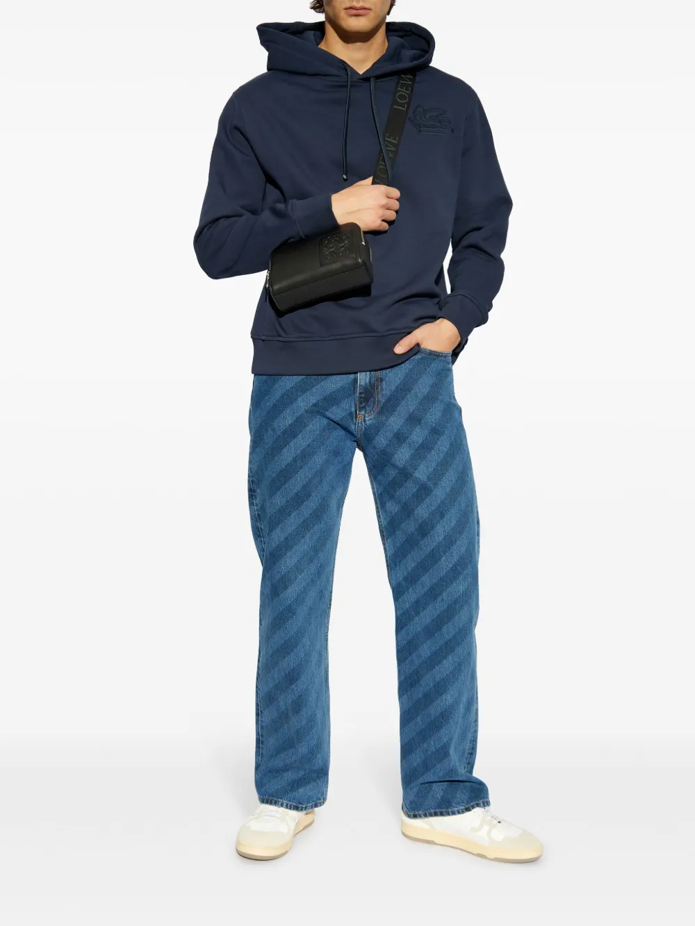 ETRO Pegaso-embroidered hoodie - Blauw